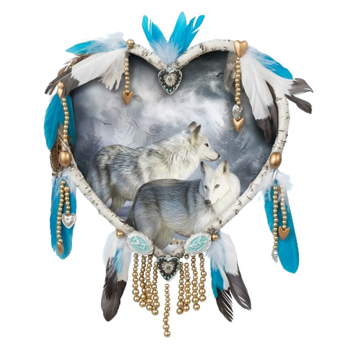 The Bradford Exchange Eternal Spirit Lifelong Love and Partnership White Wolves Design True Hearts Dreamcatcher Collection Issue #10 by Carol Cavalaris 9.5-inches - RCE Global Solutions