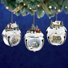 Load image into Gallery viewer, The Ashton-Drake Galleries Winter Sleigh Bells #2 Ornament Collection Set of 3 Christmas Decoration by Thomas Kinkade 3-inches - RCE Global Solutions
