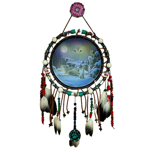 The Bradford Exchange Sacred Spirits Dreamcatcher Collection Issue #10: 'Moonlit Nocturne' Glow-in-the-Dark Dreamcatcher with Handcrafted Frame and Beads by Robin Koni 8.25-Inches - RCE Global Solutions