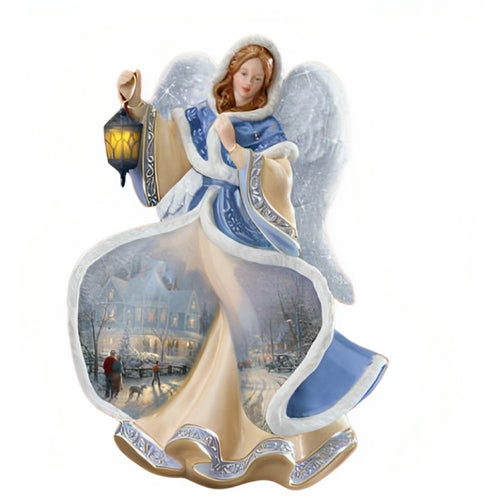 The Bradford Exchange Winter Angels of Light Collection Issue #1 Angel of Light Illuminated Sculpture Art on Porcelain Angel by Thomas Kinkade 8-Inches - RCE Global Solutions