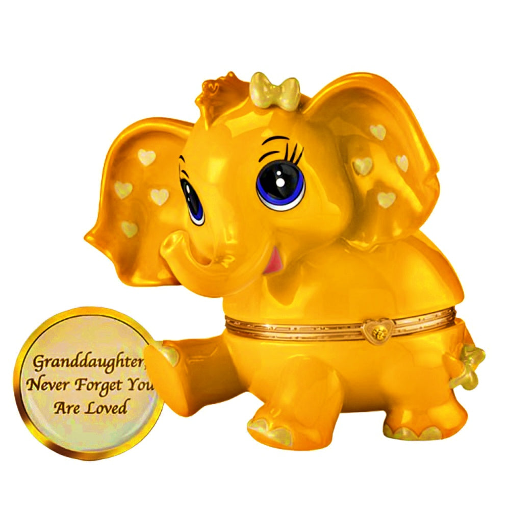 The Bradford Exchange Granddaughter Never Forget You Are Loved Birthstone Music Box Collection Issue #11: NOVEMBER Heirloom Porcelain Elephant with Swarovski Crystal and Plays 