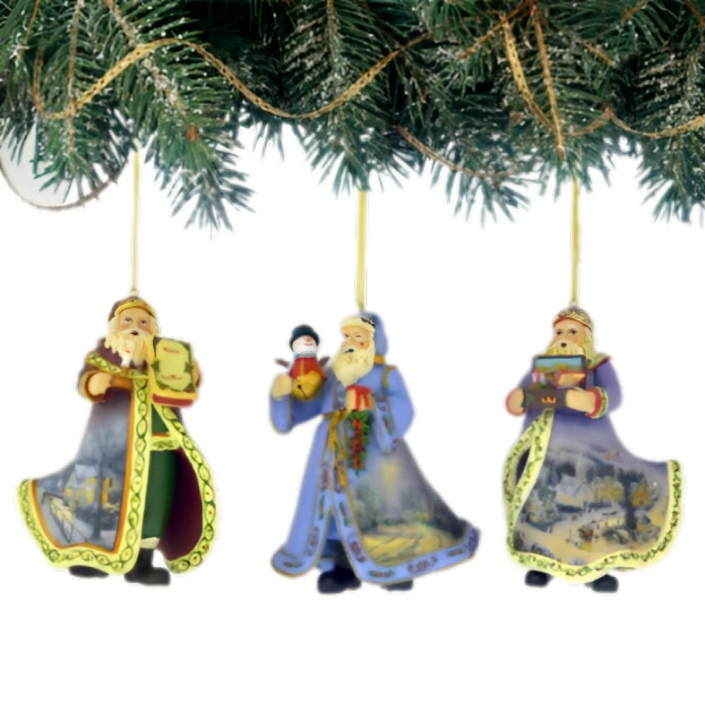 The Ashton-Drake Galleries Victorian Winter Scenes Santas Ornament Collection Issue #36 Painter of Light Artistry Three Dimensional Elegance with Elaborate Detailing Christmas Decoration Set of 3 by Thomas Kinkade 12-inches - RCE Global Solutions