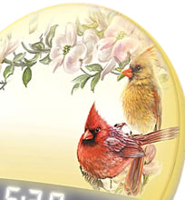 Load image into Gallery viewer, The Bradford Exchange Morning Cardinals Natural Sunrise Alarm Clock Wake-Up Light FM Radio and Nature Sounds by Dona Gelsinger 7-inches
