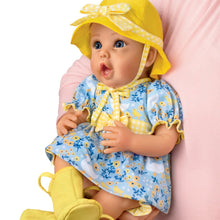 Load image into Gallery viewer, The Ashton-Drake Galleries Singing in The Rain So Truly Real® Interactive Lifelike Baby Girl Doll That Babbles with Custom 4-Piece Rain Themed Ensemble Complete with Rain Boots and A Bucket Hat 21&quot;-Inches - RCE Global Solutions
