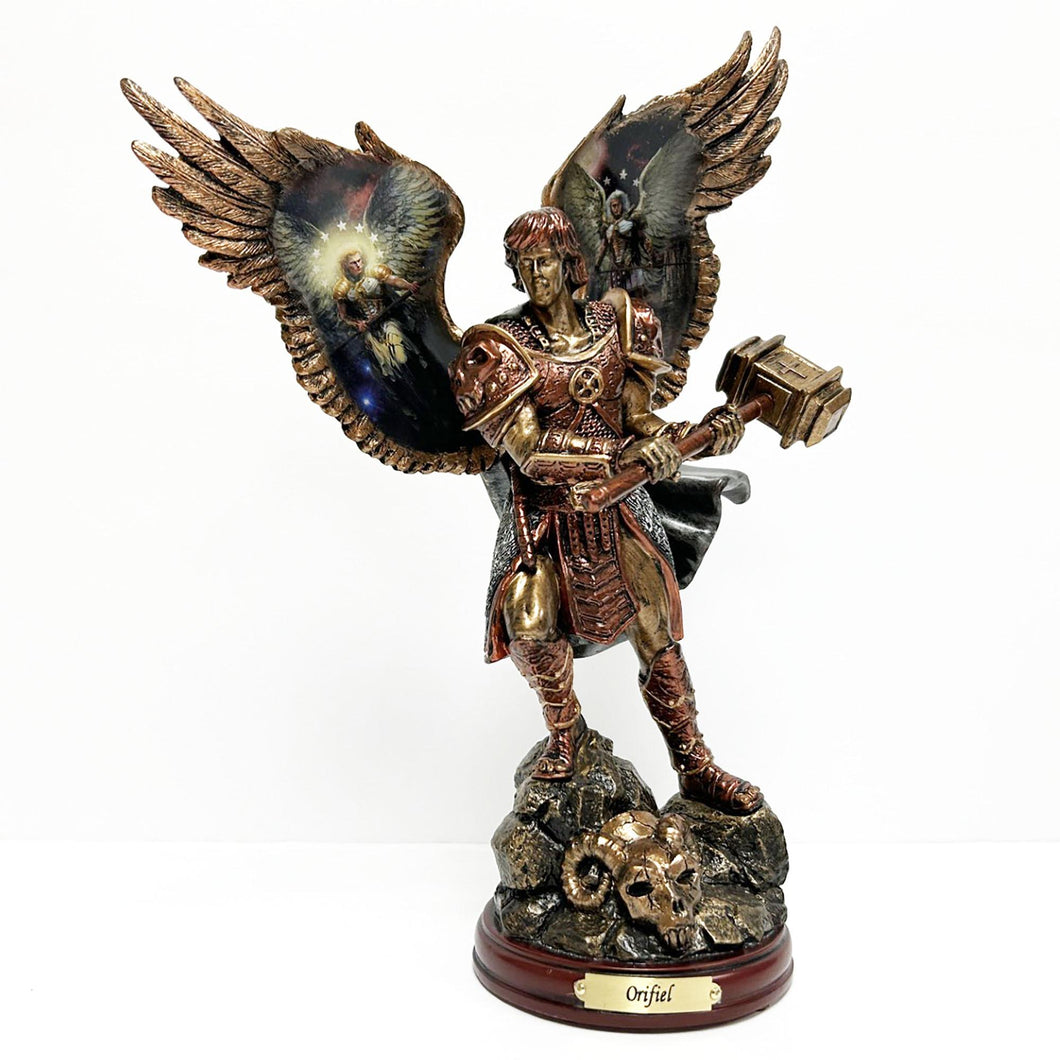 The Bradford Exchange Archangels of Light Bronze Sculpture Collection Issue #30: 'ORIFIEL - Safeguard of Nature' Inspired by Renaissance Art Hand-Painted with Metallic Highlights by Howard David Johnson 10-Inches - RCE Global Solutions