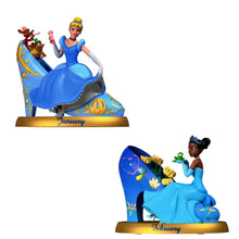 Load image into Gallery viewer, The Bradford Exchange Disney Princess Perpetual Calendar Collection Issue #1: JAN-FEB Featuring Cinderella &amp; Tiana Handcrafted and Hand-Painted High-Heeled Shoe Sculptures 2.75-inches - RCE Global Solutions
