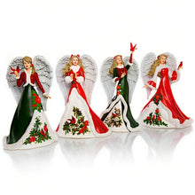 Load image into Gallery viewer, The Hamilton Collection Resplendent Charm Angel and Cardinal Figurine Hand-Painted Sculpture with Iridescent Glitter Wings Fur-Look Trim and Sculpted Floral Accents Issue #12 Angels of Comfort and Joy Figurine Collection 7.5-inches - RCE Global Solutions
