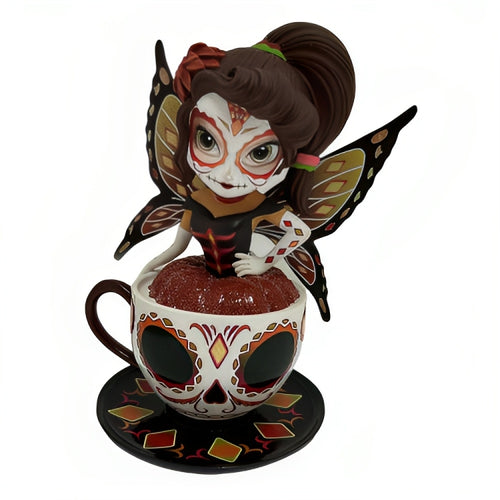 The Hamilton Collection Lovely Lily Tea with The Spirits Figurine Collection Issue #8 Sugar Skull-Inspired Teacup Fairy by Jasmine Becket-Griffith 5-Inches