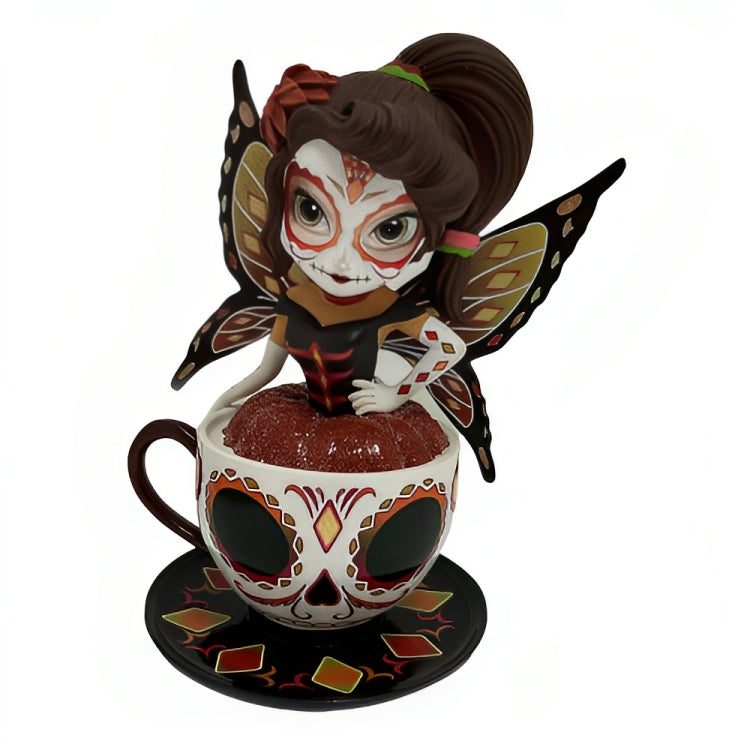 The Hamilton Collection Lovely Lily Tea with The Spirits Figurine Collection Issue #8 Sugar Skull-Inspired Teacup Fairy by Jasmine Becket-Griffith 5-Inches - RCE Global Solutions