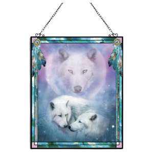 The Bradford Exchange Gentle Spirits Mystic Harmony Wolf Suncatcher by Carol Cavalaris 7.5-inches