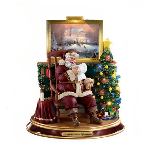The Bradford Exchange Joy of Christmas Santa Claus Light Up the Holidays Illuminated Sculpture Collection Issue #2 by Thomas Kinkade 8.5-inches - RCE Global Solutions