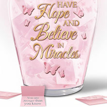 Load image into Gallery viewer, The Bradford Exchange Breast Cancer Awareness Musical Pink Ribbon Butterfly-Themed Wish Jar with 22K Gold Lettering and 365 Pink Cards Plays Melody You Are So Beautiful 7-inches - RCE Global Solutions
