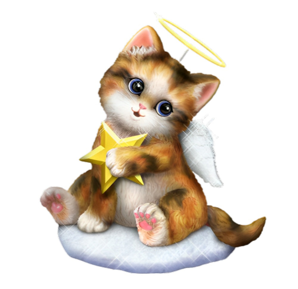 The Bradford Exchange Purr-fect Medleys Figurine Collection Issue #3 Angels We Have Purr-ed on High Cat Figurine with Festive Lighting & Plays Melody Christmas Decorations by Kayomi Harai 5-Inches - RCE Global Solutions