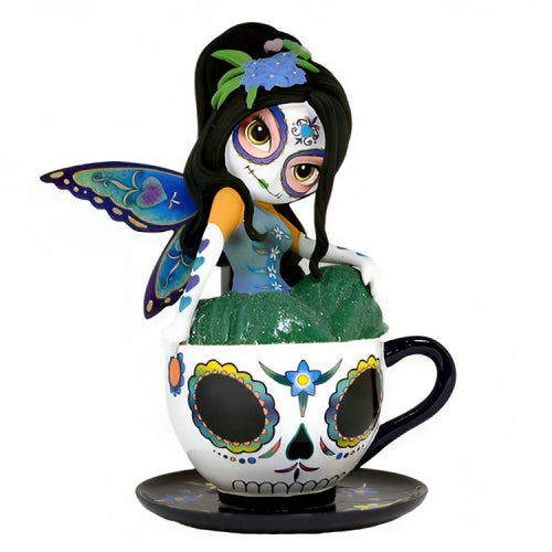 The Hamilton Collection Virtuous Veronica Tea with The Spirits Figurine Collection Issue #7 Sugar Skull-Inspired Teacup Fairy by Jasmine Becket-Griffith 5-Inches - RCE Global Solutions