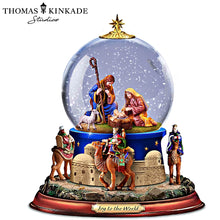Load image into Gallery viewer, The Bradford Exchange Thomas Kinkade Studios Journey of the Magic Nativity Musical Snowglobe “Joy to the World” 6.5-inches
