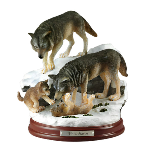 The Bradford Exchange Winter Haven The Protectors Of The Pack Collection Issue #5 Realistically Hand Painted & Likelife Detail Wolf Sculpture 8-inches