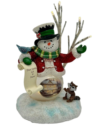 The Bradford Exchange Dear Santa Snowman Figurine Handcrafted Meticulously Reproduced Old-Fashioned Details, Displaying Two Beloved Holiday Paintings on Cozy Overcoat & Stylish Top Hat Christmas Decoration by Thomas Kinkade 8-inches - RCE Global Solutions