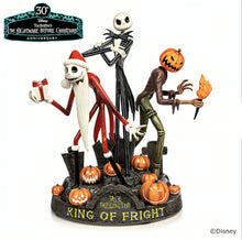 Load image into Gallery viewer, The Bradford Exchange Disney Tim Burton’s The Nightmare Before Christmas: Jack Skellington King of Fright Sculpture Glow in the Dark Handcrafted &amp; Hand-painted Sculpted Figures of Jack Skellington 10-Inches
