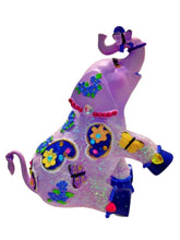 Load image into Gallery viewer, The Bradford Exchange &#39;March of Hope&#39; Love Never Forgets Collection Alzheimer’s Awareness Purple Elephant Figurine with Gemstone Accents Feather Plumes and Lifelike Eyelashes by Margaret Le Van 4-inches
