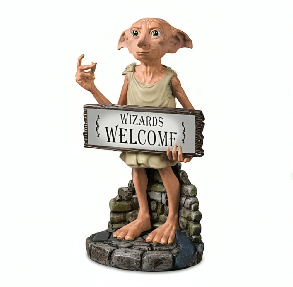 The Bradford Exchange HARRY POTTER DOBBY The House Elf Solar Welcome Sign Light-Up Sculpture Hand-Painted & Weather-Resistant Officially Licensed Gift for Fans 15-inches