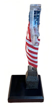 Load image into Gallery viewer, The Bradford Exchange Our Faith Endures Sculpture Collection Issue #6 Tribute to the World Trade Center Cross Crystal Clear Resin Handcrafted Illuminated American Flag and Gloss-Black Base Heirloom-Quality Artwork with Etched Silver Title Plaque 10-inches - RCE Global Solutions
