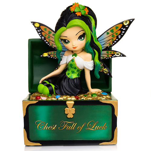 The Hamilton Collection Chest Full Of Luck Issue #4 from The A Fairy Lucky Irish Figurine Collection by Jasmine Becket-Griffith 6-inches