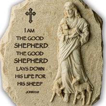 Load image into Gallery viewer, The Bradford Exchange Cornerstones of Faith Wall Decor Collection Issue #3 I Am The Good Shepherd Jesus Christ Religious Plaque with Biblical Inscription Ancient Stone Look Christian Wall Art 8.75-Inches
