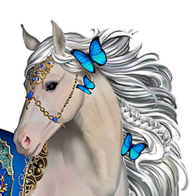 Load image into Gallery viewer, The Hamilton Collection Enchanting Wonders Figurine Collection Graceful Beauty Horse Handcrafted in Artists Resin with Sculpted Butterflies Metallic Accents and Tapestry Saddle Blanket by Nene Thomas 5-inches
