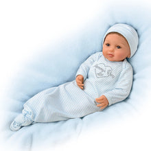 Load image into Gallery viewer, The Ashton-Drake Galleries Mommy&#39;s Boy Lifelike So Truly Real® Baby Boy Doll Weighted Poseable with Magnetic Pacifier and Soft RealTouch® Vinyl Skin by Master Doll Artist Ping Lau 17&quot;-Inches - RCE Global Solutions
