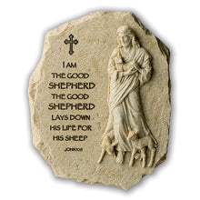 Load image into Gallery viewer, The Bradford Exchange Cornerstones of Faith Wall Decor Collection Issue #3 I Am The Good Shepherd Jesus Christ Religious Plaque with Biblical Inscription Ancient Stone Look Christian Wall Art 8.75-Inches
