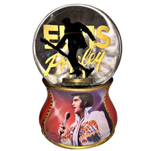 Load image into Gallery viewer, The Bradford Exchange Elvis Burning Love Glitter Globe Collection Issue #7 “Elvis Globe” Musical Snow Globe with Elvis Silhouette and Artwork by Nate Giorgio 6-inches
