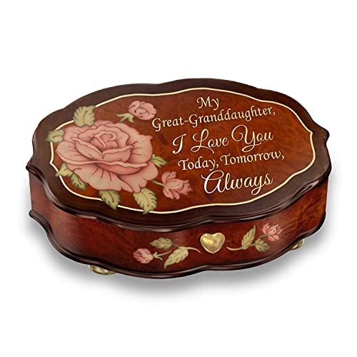 The Bradford Exchange My Great-Granddaughter, I Love You Today, Tomorrow, Always Swiss-Inspired Music Box Heirloom-Quality Keepsake Plays 