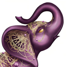 Load image into Gallery viewer, The Hamilton Collection Matriarch of Fortune Elephant Figurine Handcrafted Purple Elephant Sculpture Adorned with 28 Svenka Crystals Royal Treatment with Glossy Finishes and Golden Metallic Accents Symbol of Good Luck and Wealth 5&quot; H x 4.3&quot; W&quot; - RCE Global Solutions
