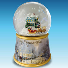 Load image into Gallery viewer, The Bradford Exchange Jolly Christmas Wishes Thomas Kinkade Holidays in Motion Snowglobe Collection Issue # 3Hand-Painted Rotating Sculptural Christmas decoration 5.75-inches

