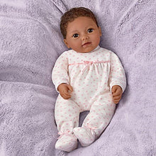 Load image into Gallery viewer, The Ashton-Drake Galleries Little Kiara Lifelike Realistic African American Black Baby Girl Doll with Hand Rooted Hair Fully Poseable Cuddly Bean Bag Body and Soft RealTouch® Vinyl Skin 10&quot;-Inches - RCE Global Solutions
