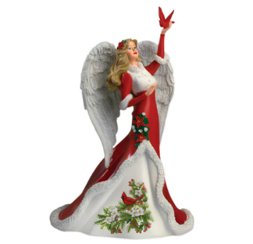 The Hamilton Collection Delightful Reflection Angels of Comfort and Joy Figurine Collection Issue #4 Hand Painted Hand Crafted with Sparkling Glitter & Floral Accents Christmas Decoration Elegant Angel Figurine 7.5-inches - RCE Global Solutions