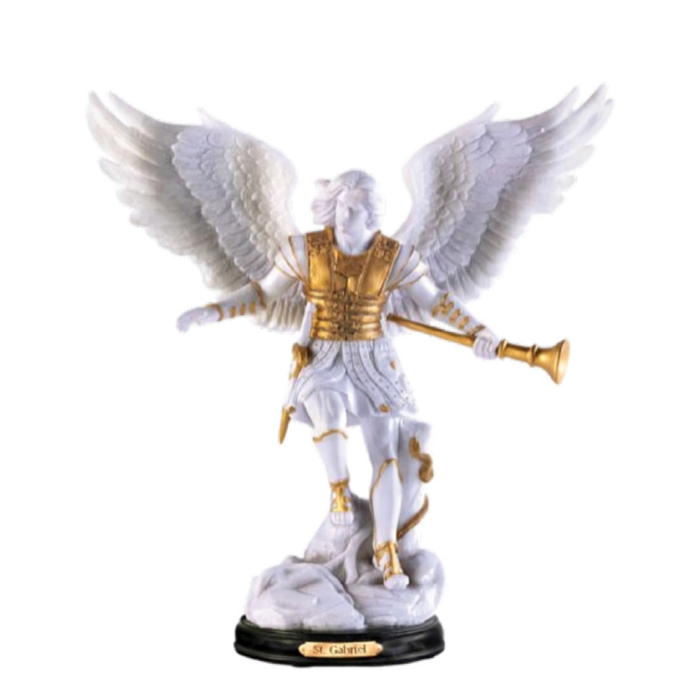 The Bradford Exchange Archangels, Holy Protectors Sculpture Collection Issue #2: 'St. Gabriel: Messenger' by Cold-Cast Marble Sculpture with Hand-Painted Metallic Accents by Master Artisans 10-Inches - RCE Global Solutions