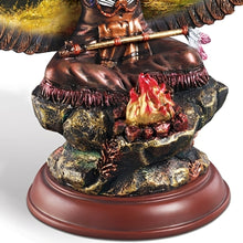 Load image into Gallery viewer, The Bradford Exchange Spirit of the Warrior Bronze Sculpture Collection Issue #7 Journey of the Guardian Native American-Inspired Cold-Cast Bronze with Chuck Ren Warrior Portrait and Mahogany Base 8-Inches
