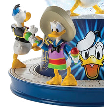 Load image into Gallery viewer, The Bradford Exchange Disney Donald Duck 90th Anniversary Musical Glitter Globe Handcrafted Collectible with Rotating Base &amp; 5 Iconic Donald Duck Sculptures Plays Donald Duck Song 7.5-Inches - RCE Global Solutions
