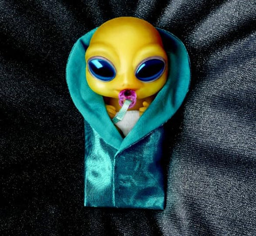 The Ashton-Drake Galleries Out-of-This-World Alien Baby Doll Collection Issue #7: Celeste Alien Silicone Miniature Baby Doll with Removable Pacifier & Cosmic Swaddling Blanket 4-Inches - RCE Global Solutions
