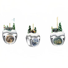 Load image into Gallery viewer, The Ashton-Drake Galleries Winter Sleigh Bells #17 Ornament Collection Set of 3 Christmas Decoration by Thomas Kinkade 3-inches - RCE Global Solutions
