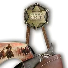 Load image into Gallery viewer, The Bradford Exchange John Wayne Western Replica Pistol Wall Décor Art Issue #13: Western Grit Sculpture Hand-painted with Leather Straps 12-inches
