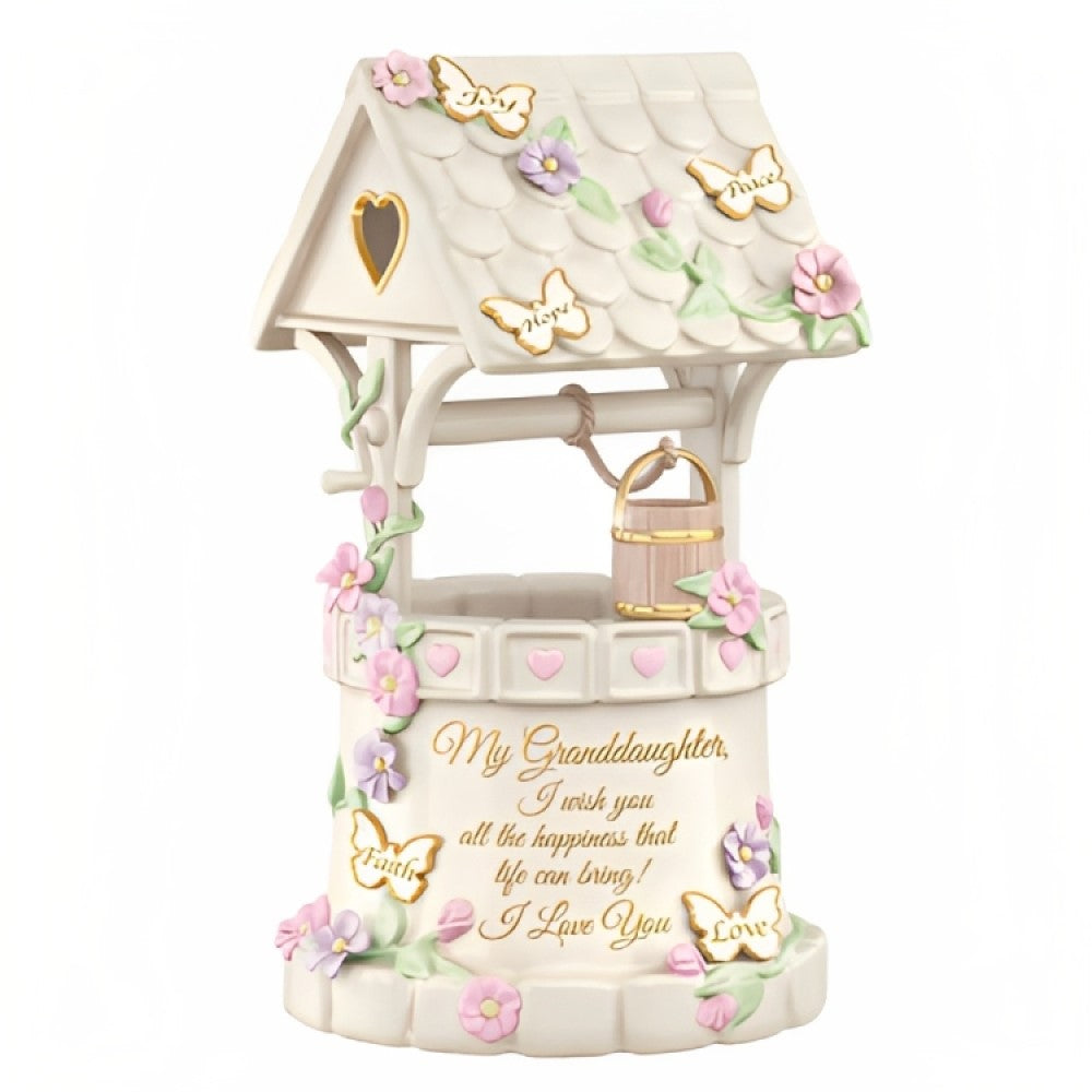 The Bradford Exchange Granddaughter I Wish You All The Happiness Music Box Heirloom Porcelain Sculpted Musical Wishing Well Hand-painted and Accented with 22K Gold 4.5-inches - RCE Global Solutions