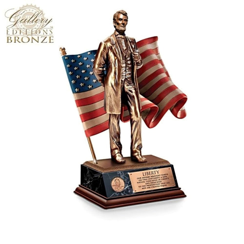 The Bradford Exchange Abraham Lincolns Gettysburg Address Standing Tall for Freedom Sculpture Collection A Tribute to American Freedom and Equality Handcrafted in Gallery-Quality Cold-Cast Bronze 6.75" W x 9.5" H