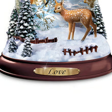 Load image into Gallery viewer, The Bradford Exchange Love Flameless Candles With Snowflake Projectors Flurries of Light Candle Collection Issue #1 Hand-Cast and Hand-Painted Miniature Landscape with Glittery Snow-Covered Forest Christmas Decoration by Dona Gelsinger 6.5-inches - RCE Global Solutions
