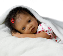 Load image into Gallery viewer, The Ashton-Drake Galleries Sweet Butterfly Kisses Lifelike So Truly Real® Touch Activated African American Black Baby Girl Doll That Coos At The Tickle Of Her Cheek by Artist Waltraud Hanl 19&quot;-Inches - RCE Global Solutions
