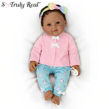 Load image into Gallery viewer, The Ashton-Drake Galleries One of A Kind Ciara Lifelike So Truly Real® African American Black Baby Girl Doll with Soft RealTouch® Vinyl Skin and Extra Coordinating Cardigan and Pants 18&quot;-Inches - RCE Global Solutions
