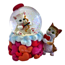 Load image into Gallery viewer, The Bradford Exchange Holiday Water Globe Sculpture Collection Issue #4: &quot;Purr-fect Valentine&#39;s Day&quot; Hand-Painted Light-Up Cat Figurine with Glitter Collectible Sculpture by Kayomi Harai 4.2-inches
