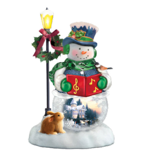 The Bradford Exchange A Merry Christmas Wish Snow Wonderful Snowman Collection Issue #2 Hand Painted Elegance With Light Music And Enchanting Details Christmas Decoration Figurine by Thomas Kinkade 7.75-inches - RCE Global Solutions