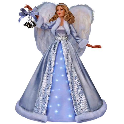 The Ashton-Drake Galleries Carol of the Bells Angel Portrait Doll with Glowing Skirt Plays Carol of the Bells Song Poseable with Feathered Wings Silver Bells and Holiday Gown Christmas Collectible Doll 24-inches